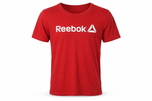 Front view of Reebok Men's Red Cotton Crew Neck Sports T-Shirt, size L