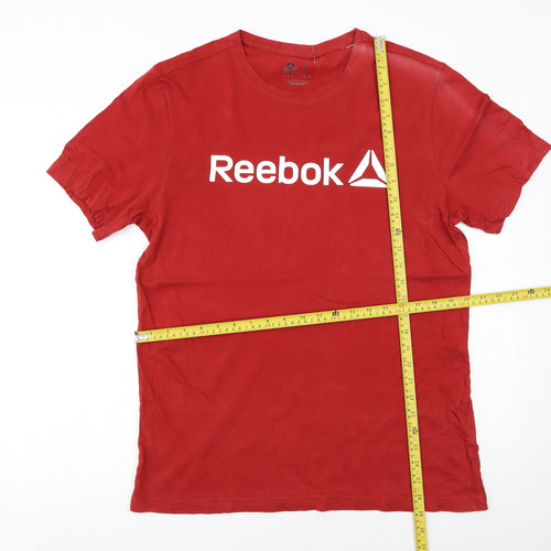 Reebok Men's Red Cotton Crew Neck Sports T-Shirt Size L