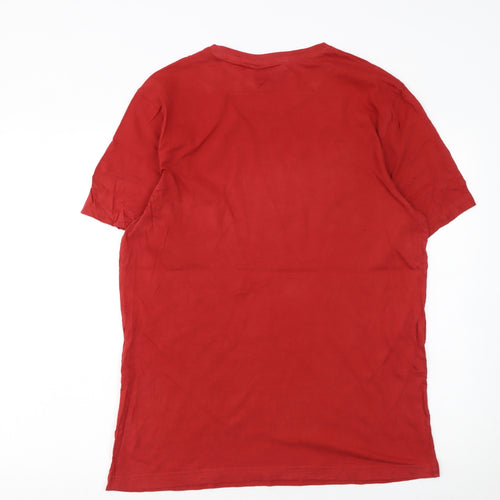 Reebok Men's Red Cotton Crew Neck Sports T-Shirt Size L