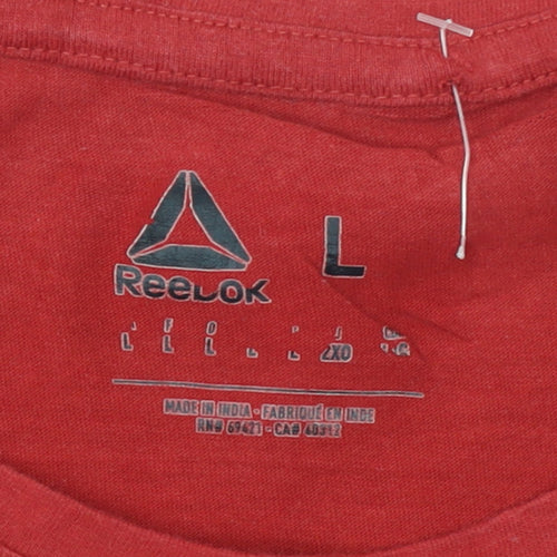 Reebok Men's Red Cotton Crew Neck Sports T-Shirt Size L
