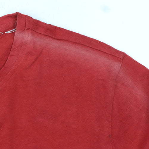 Reebok Men's Red Cotton Crew Neck Sports T-Shirt Size L