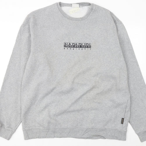 Napapijri Men's Grey XL Pullover Logo Sweatshirt