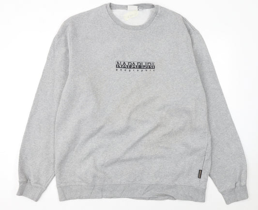 Napapijri Men's Grey XL Pullover Logo Sweatshirt