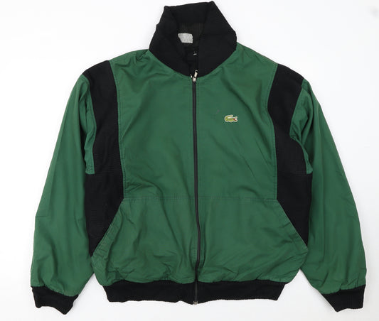 Lacoste Men's Green Retro Bomber Jacket Size S Full Zip Polyester Cotton