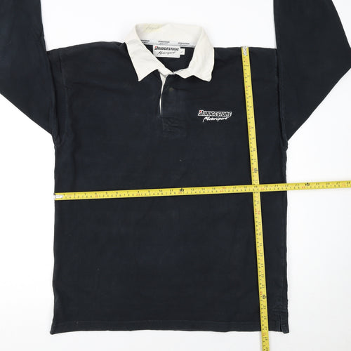 Bridgestone Motorsport Black Long Sleeve Polo Shirt Men's L Vintage Racing Logo