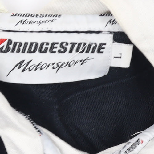 Bridgestone Motorsport Black Long Sleeve Polo Shirt Men's L Vintage Racing Logo