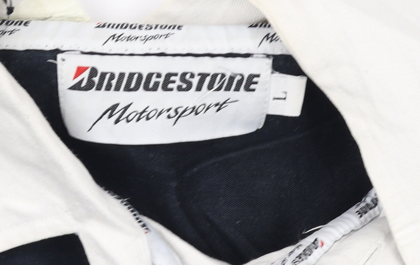 Bridgestone Motorsport Black Long Sleeve Polo Shirt Men's L Vintage Racing Logo