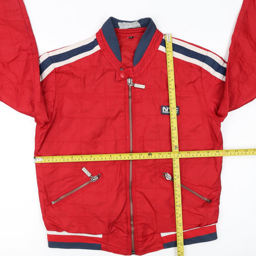 NYC Industry Women’s Red Bomber Jacket Size S Logo Zip Detail