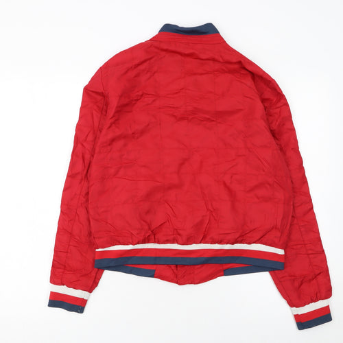 NYC Industry Women’s Red Bomber Jacket Size S Logo Zip Detail