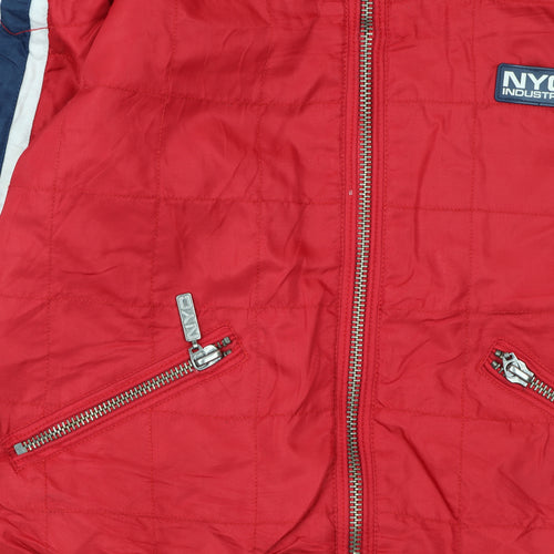 NYC Industry Women’s Red Bomber Jacket Size S Logo Zip Detail