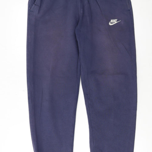Nike Men's Blue Fleece Sweatpants S Regular Fit Logo Joggers