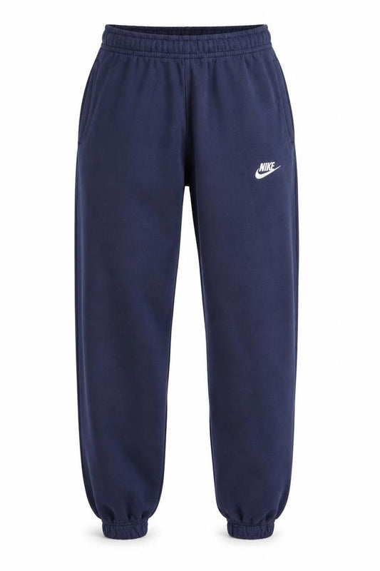 Front view of Nike Men's Blue Fleece Sweatpants S Regular Fit Logo Joggers