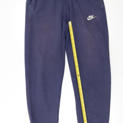 Nike Men's Blue Fleece Sweatpants S Regular Fit Logo Joggers