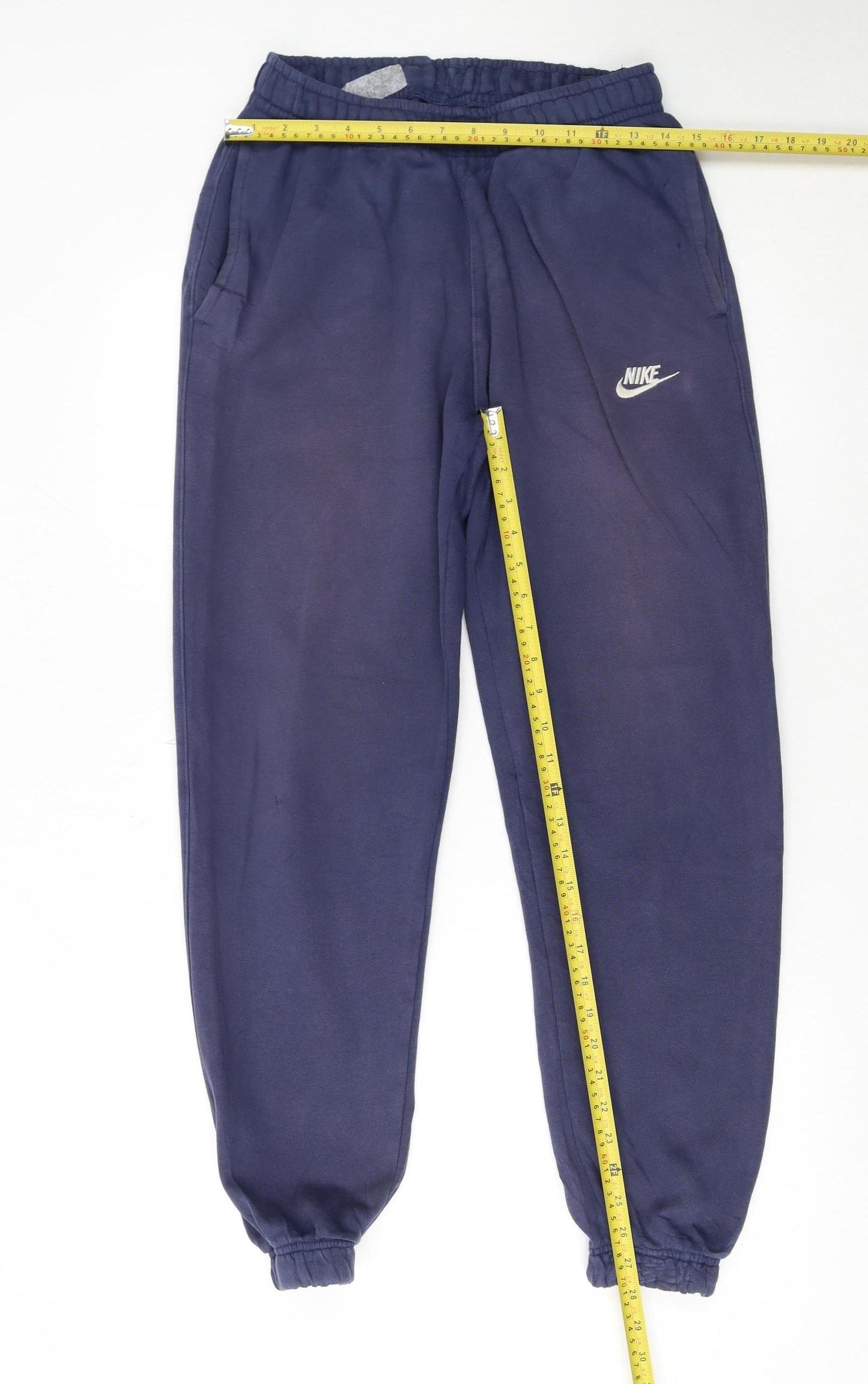 Nike Men's Blue Fleece Sweatpants S Regular Fit Logo Joggers