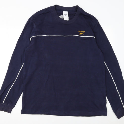 Reebok Men Blue Long Sleeve Pullover Sweatshirt L