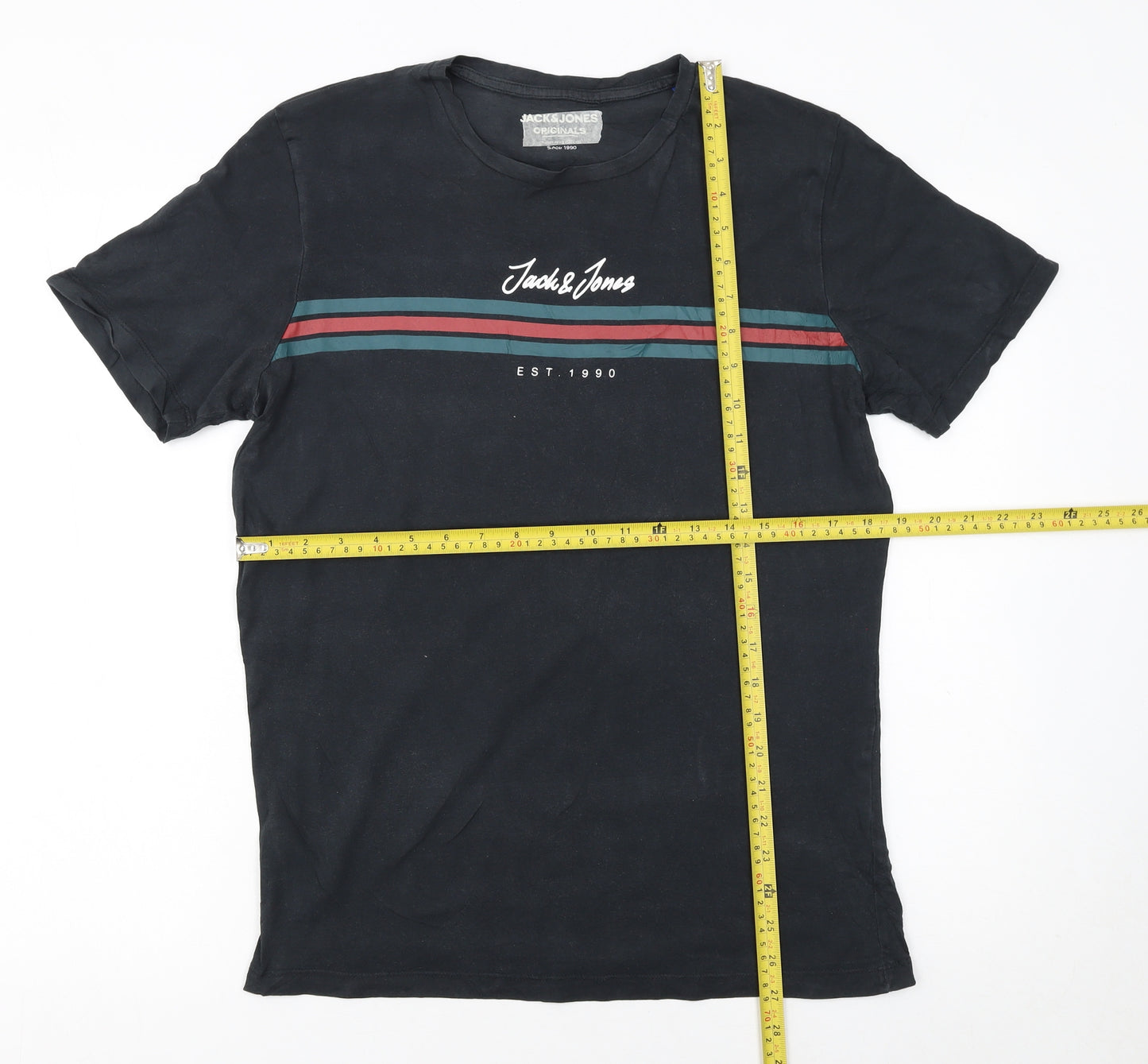 Jack & Jones Men's Black Small Crew Neck Graphic T-Shirt