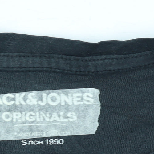 Jack & Jones Men's Black Small Crew Neck Graphic T-Shirt