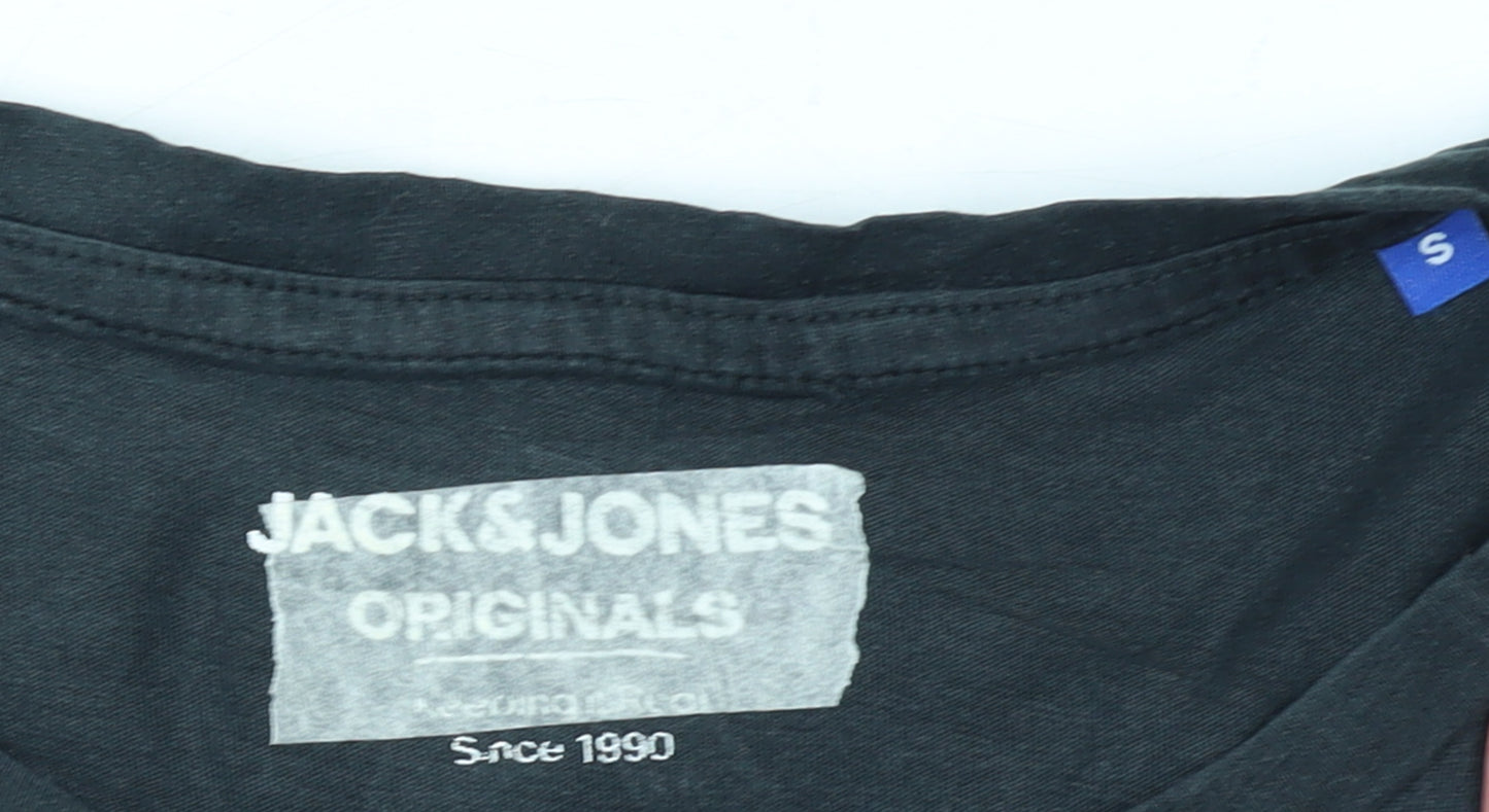 Jack & Jones Men's Black Small Crew Neck Graphic T-Shirt