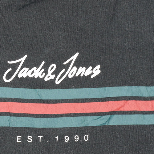 Jack & Jones Men's Black Small Crew Neck Graphic T-Shirt