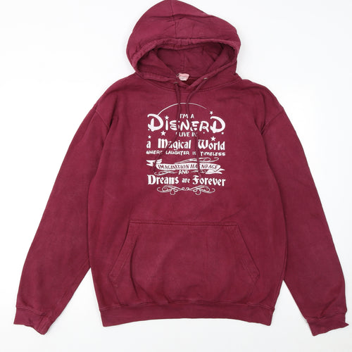 WDIS Womens Burgundy Hoodie Medium Cotton Blend Disney Print
