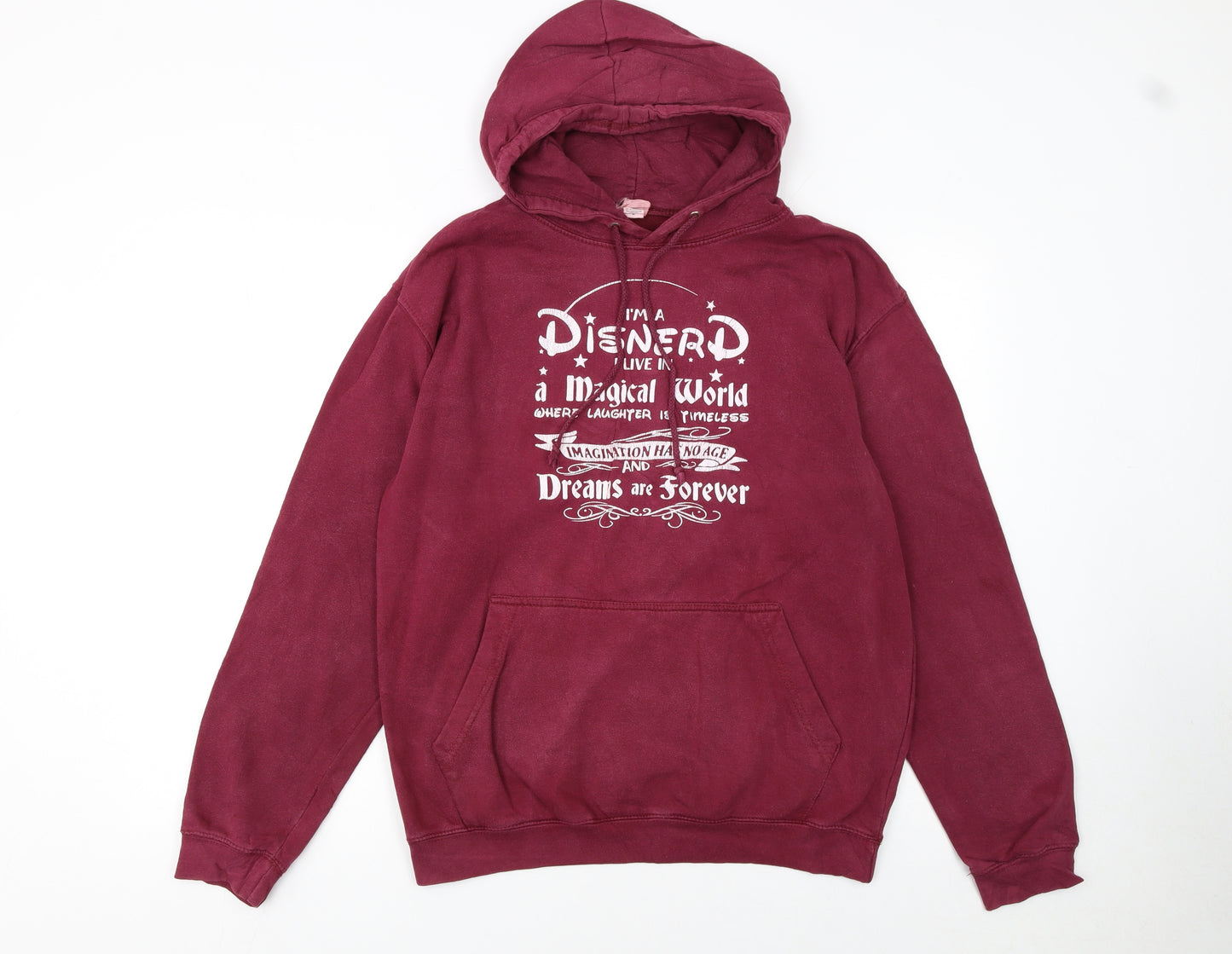 WDIS Womens Burgundy Hoodie Medium Cotton Blend Disney Print
