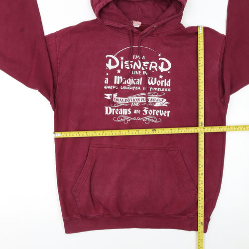 WDIS Womens Burgundy Hoodie Medium Cotton Blend Disney Print