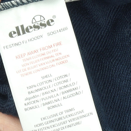Ellesse Men’s Blue Full Zip Hoodie Size M Cotton Casual Sportswear
