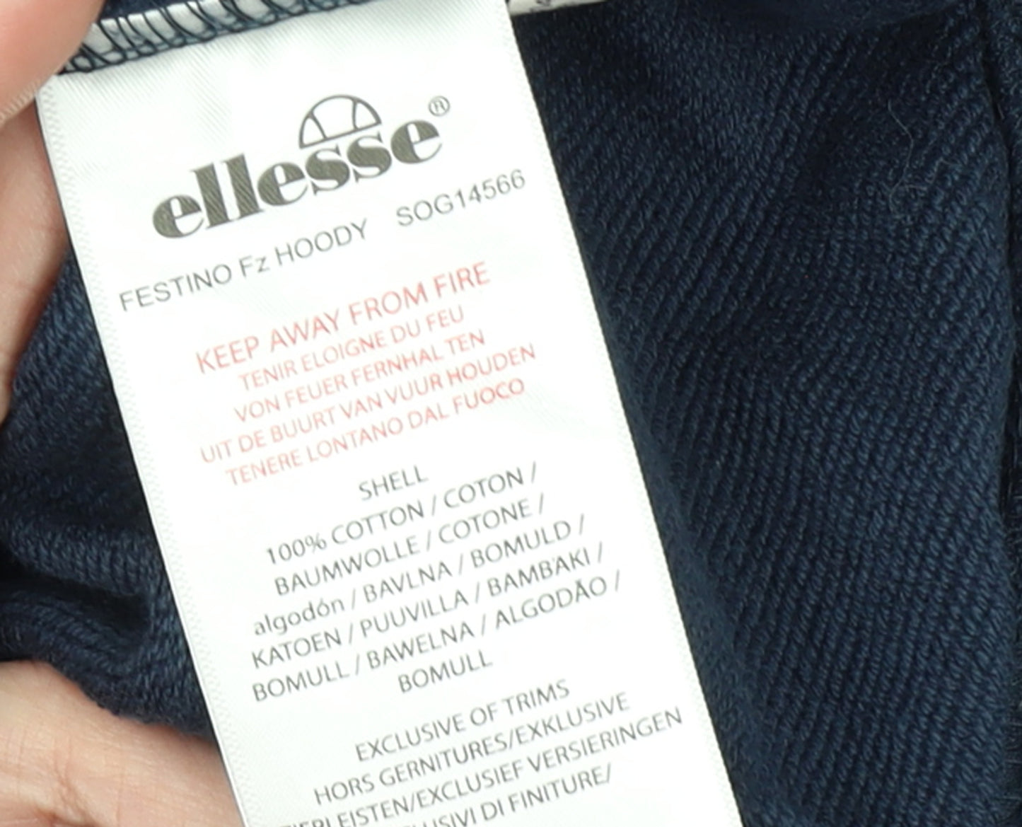 Ellesse Men’s Blue Full Zip Hoodie Size M Cotton Casual Sportswear