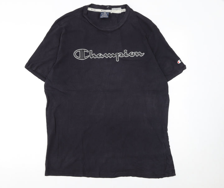 Champion Men's Black Large Crew Neck Short Sleeve T-Shirt