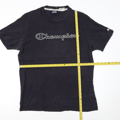 Champion Men's Black Large Crew Neck Short Sleeve T-Shirt