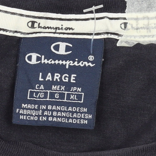 Champion Men's Black Large Crew Neck Short Sleeve T-Shirt