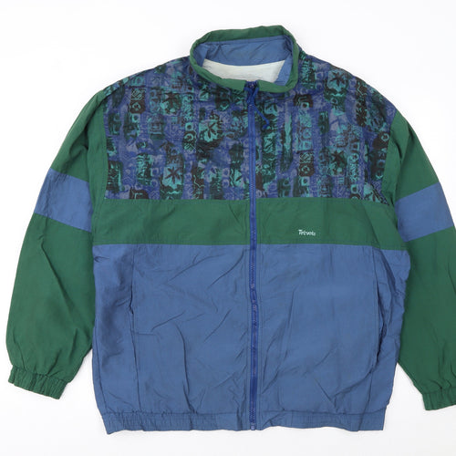 Trevois Boys Blue Green Colourblock Track Jacket 16 Years Retro Zip Up