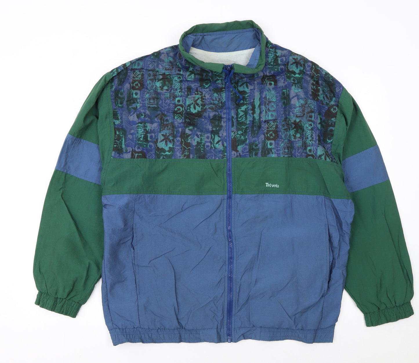 Trevois Boys Blue Green Colourblock Track Jacket 16 Years Retro Zip Up