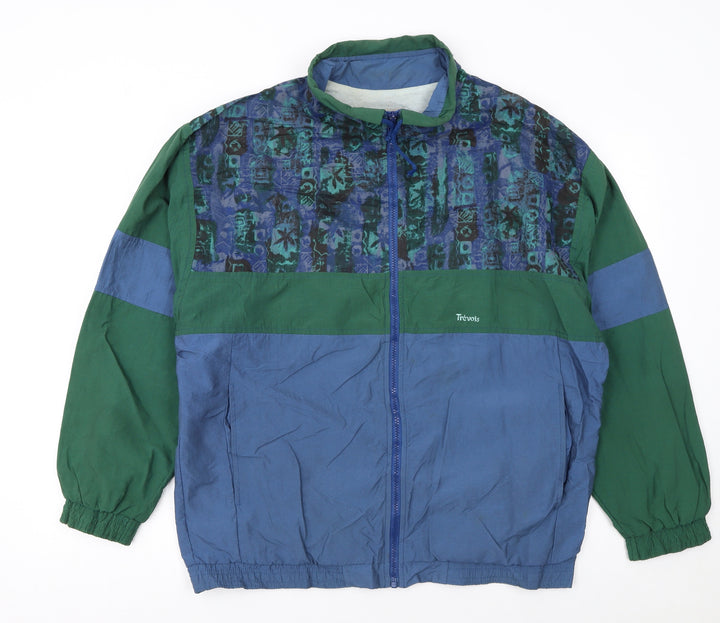Trevois Boys Blue Green Colourblock Track Jacket 16 Years Retro Zip Up