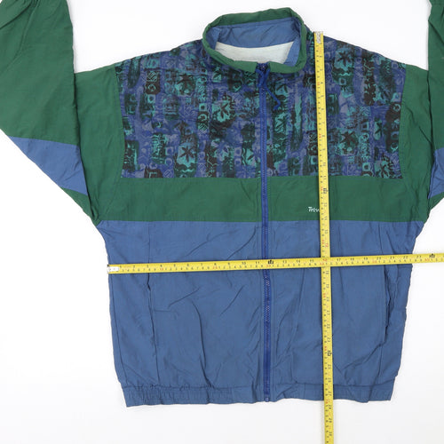 Trevois Boys Blue Green Colourblock Track Jacket 16 Years Retro Zip Up
