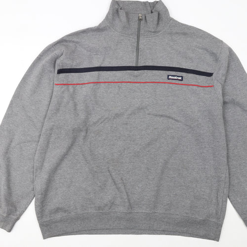 Reebok Men's Grey 2XL 1/4 Zip Pullover Sweatshirt
