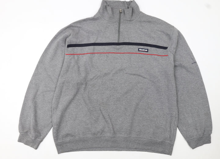 Reebok Men's Grey 2XL 1/4 Zip Pullover Sweatshirt