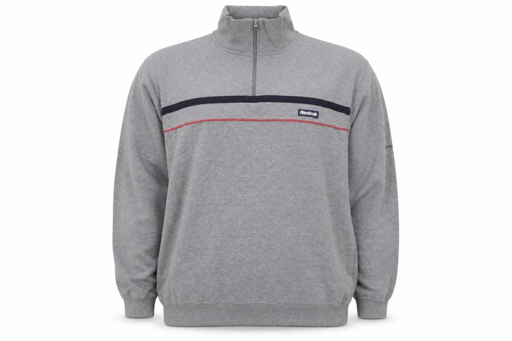 Front view of Reebok Men's Grey 2XL 1/4 Zip Pullover Sweatshirt