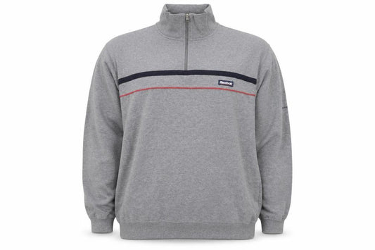 Front view of Reebok Men's Grey 2XL 1/4 Zip Pullover Sweatshirt