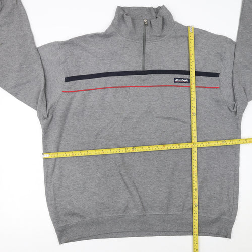 Reebok Men's Grey 2XL 1/4 Zip Pullover Sweatshirt