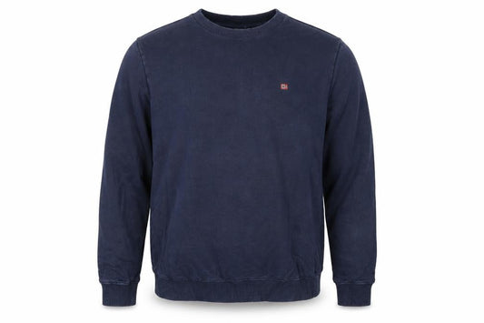 Front view of Napapijri Men's Blue Crew Neck Cotton Sweatshirt L Regular Fit