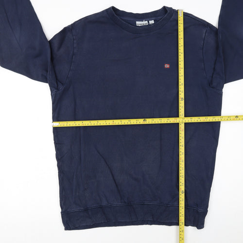 Napapijri Men's Blue Crew Neck Cotton Sweatshirt L Regular Fit