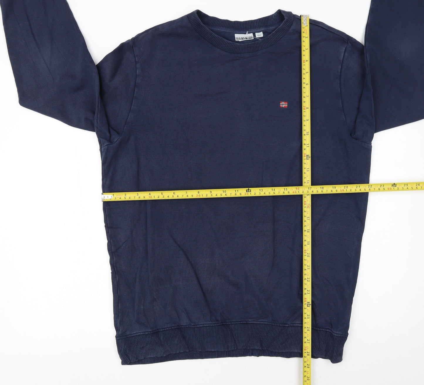 Napapijri Men's Blue Crew Neck Cotton Sweatshirt L Regular Fit