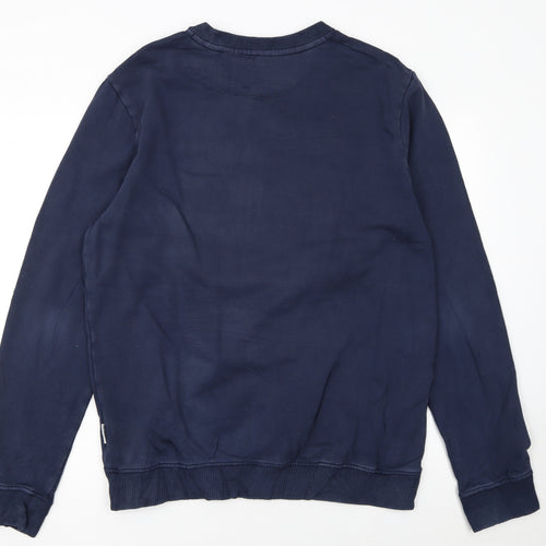 Napapijri Men's Blue Crew Neck Cotton Sweatshirt L Regular Fit