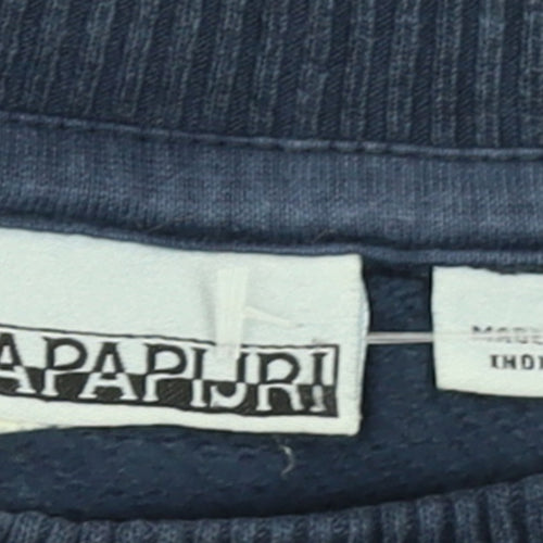 Napapijri Men's Blue Crew Neck Cotton Sweatshirt L Regular Fit