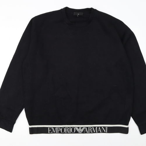 Emporio Armani Women Black XXL Pullover Sweatshirt Logo Trim