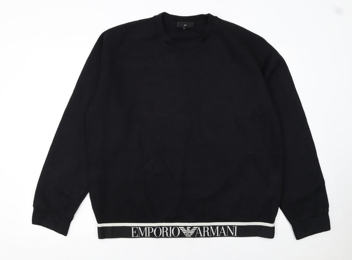 Emporio Armani Women Black XXL Pullover Sweatshirt Logo Trim