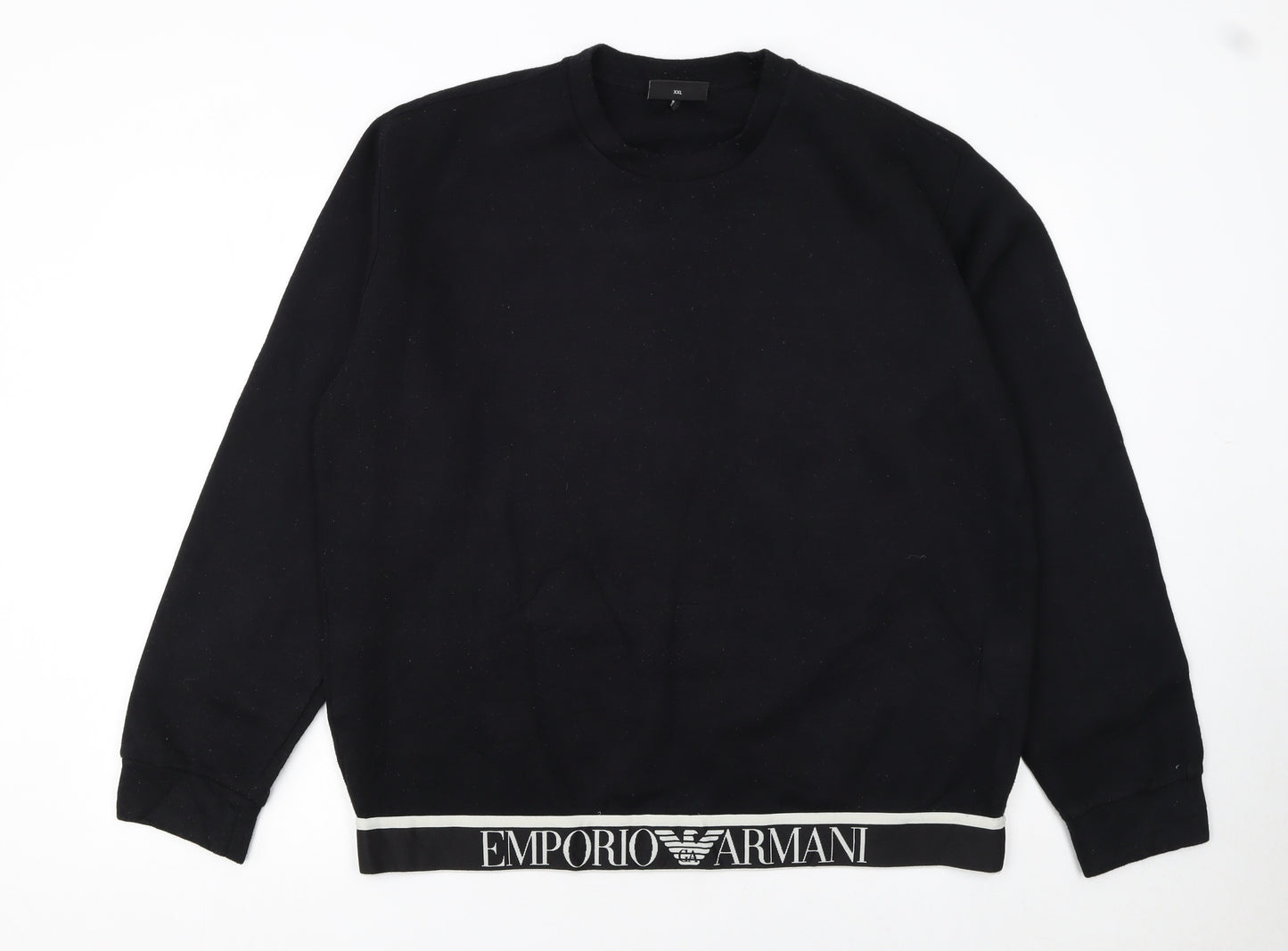 Emporio Armani Women Black XXL Pullover Sweatshirt Logo Trim