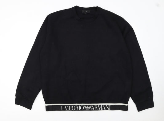Emporio Armani Women Black XXL Pullover Sweatshirt Logo Trim
