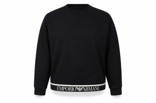 Emporio Armani Women Black XXL Pullover Sweatshirt Logo Trim
